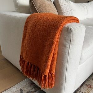Pottery Barn vintage Vibrant Orange Throw Blanket